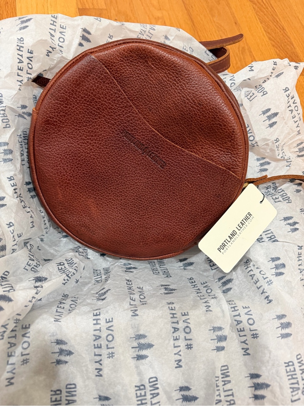 Portland Leather Chestnut Brown Round Crossbody Bag